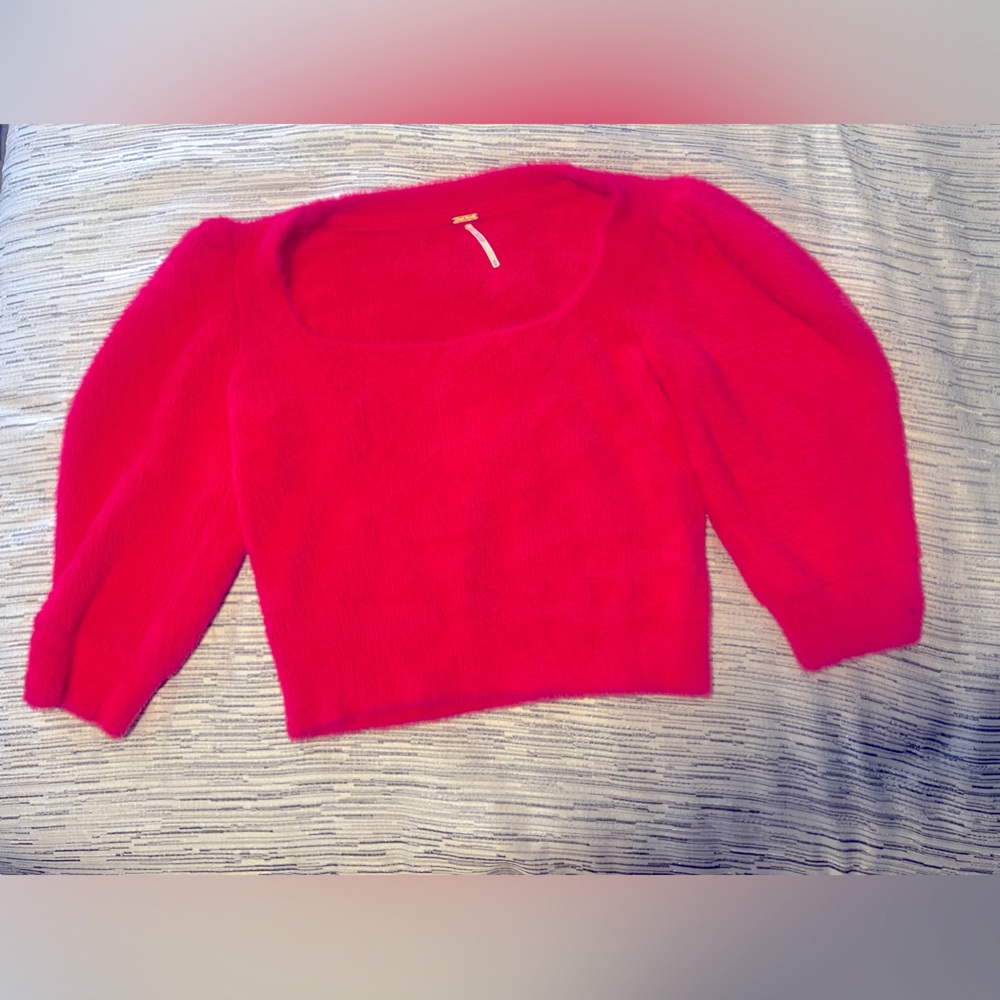 Free People Pink fuzzy sweater